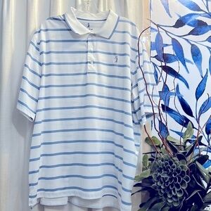 Men’s Bobby Jones White Striped 100% Polyester Short Sleeve Golf Polo Size XXL